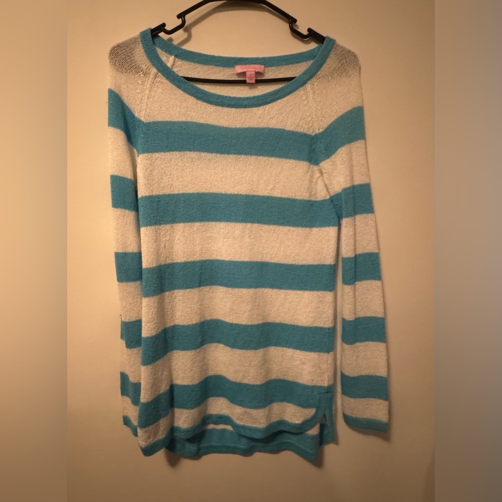 Lilly Pulitzer Turquoise and Cream Knit Top small